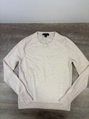 J.Crew 100% Merino Wool Sweater XS Cream Lightweight Crewneck Classic